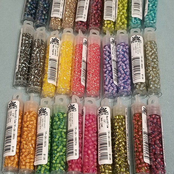 TOHO Seed Beads, 6/0 Seed Beads, 3.5mm, Qty 9 grams, approx. 135 beads,Peridot, Burnt Orange,Metallic Blue,Ruby, Neon Pink, jewelry supplies