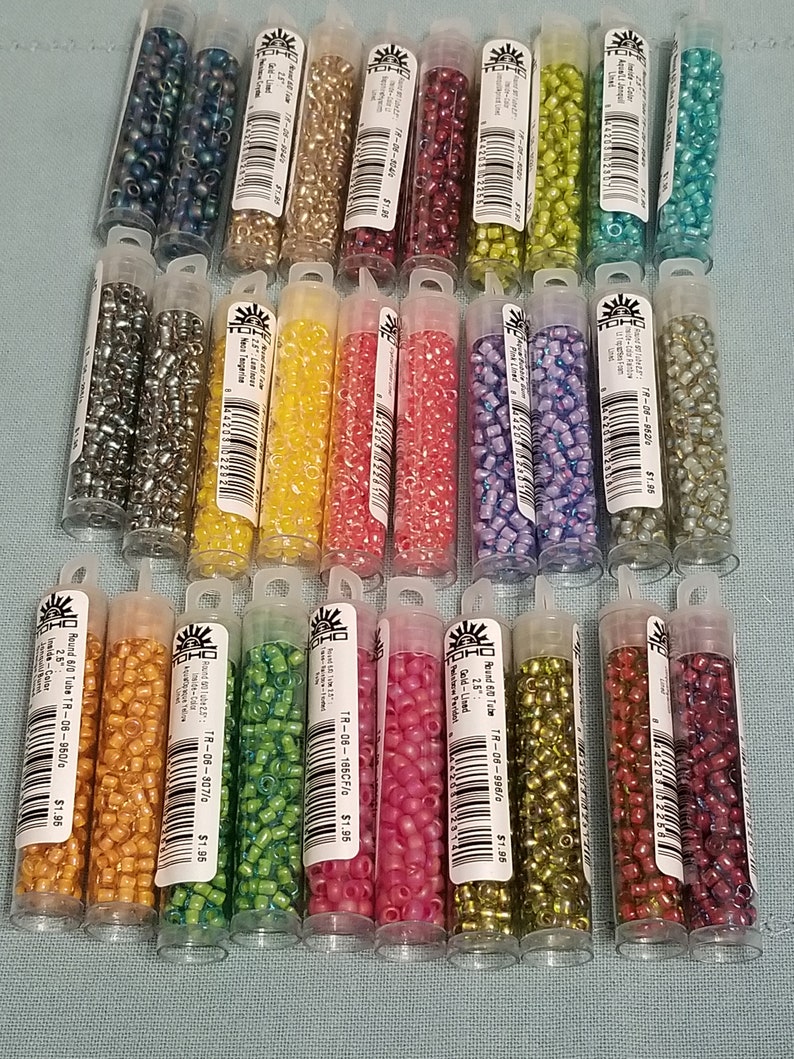 jewelry supplies Qty 9 grams 60 Seed Beads TOHO Seed Beads 3.5mm Beads Burnt Orange,Metallic Blue,Ruby 135 beads,Peridot approx