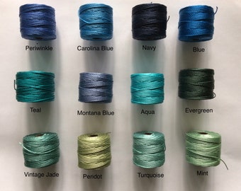 S-Lon Tex 400 Beading Cord, Kumihimo, Macrame, Crochet Cord, 0.9mm Diameter, 35 Yard Spool, Blues and Greens, Choice of Colors