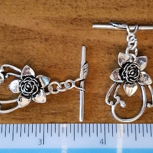 Genuine Bali .925 Sterling Silver Flower Toggle Clasp (1), Bali Toggle Clasp, Jewelry Supplies, Sterling Silver Clasp, Flower Toggle Clasps