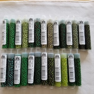 TOHO Seed Beads- 8/0 Seed Beads, 3mm Seed Beads,Qty 8 grams,350 beads,Shamrock,Pine Green,Olive,Green Tea,Mint Julep, jewelry supplies