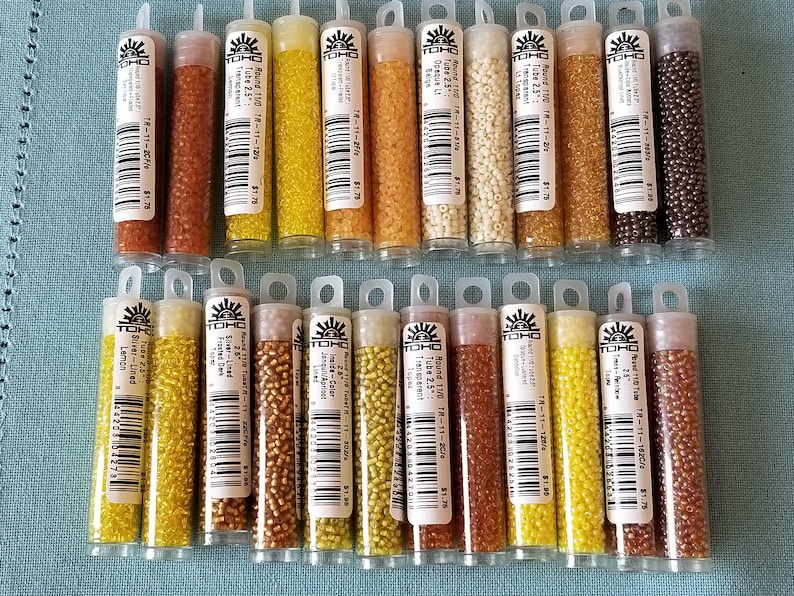 Rainbow Topaz Topaz Dandelion TOHO Seed Beads- 110 size 2.5 Tube Japanese Seed Beads Lemon Dark Topaz Oxblood