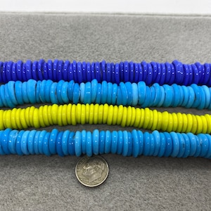 African Dogon Glass Rondelle Beads made in Venice , 25 pcs, 12 - 15mm Rondells ,African Beads, Handmade Glass Jump Rings,Jewelry Supplies