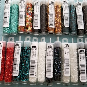 TOHO Glass 3mm and 6mm Bugle Beads, Seed Beads, Turquoise, Jet, Opaque White, Metallic Hematite, Metallic Nebula, Siam Ruby,Dragonfly,