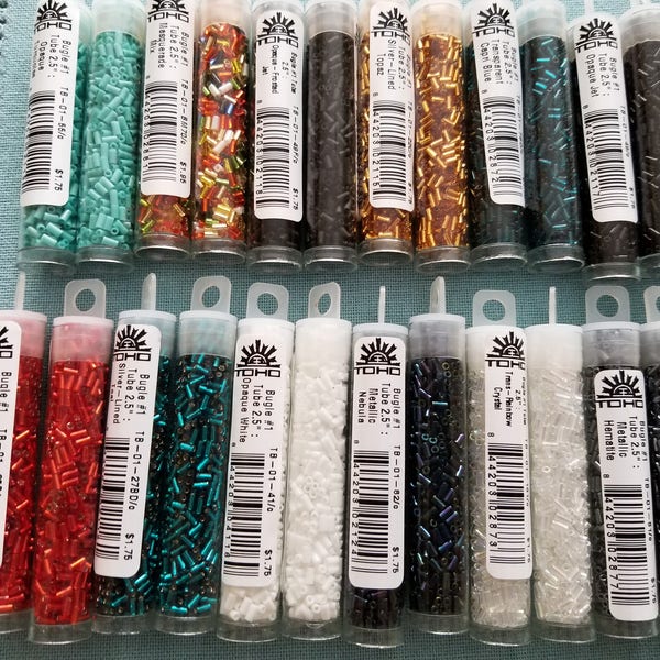 TOHO Glass 3mm and 6mm Bugle Beads, Seed Beads, Turquoise, Jet, Opaque White, Metallic Hematite, Metallic Nebula, Siam Ruby,Dragonfly,