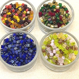 MIYUKI 4mm Glass Cube Bead Mixes, Desert Dawn, Stormy Skies,Pastel Spring,Enchanted Forest,Exclusive Mix,25 Grams,4mm Cube,Jewelry Supplies