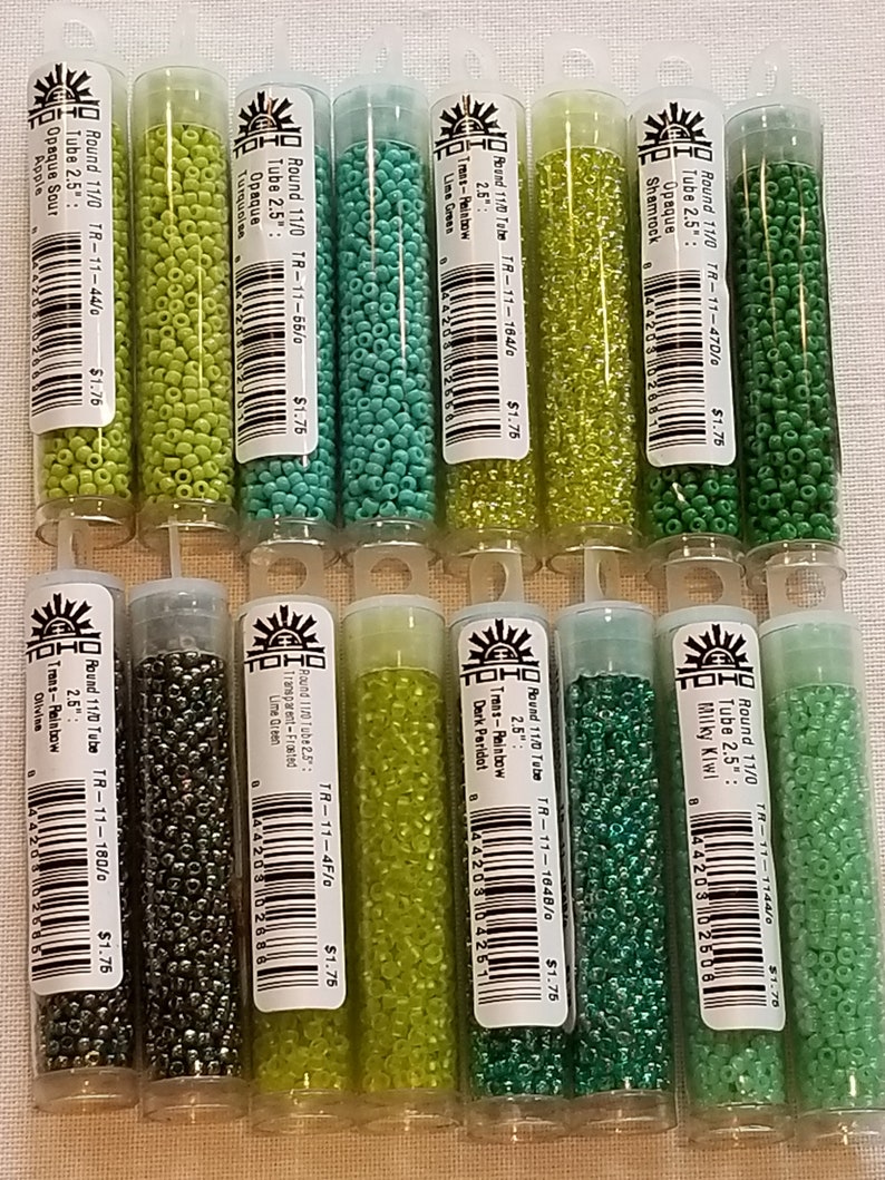 TOHO Seed Beads 11/0 2.5 Tube 9 Grams-greens Sour - Etsy