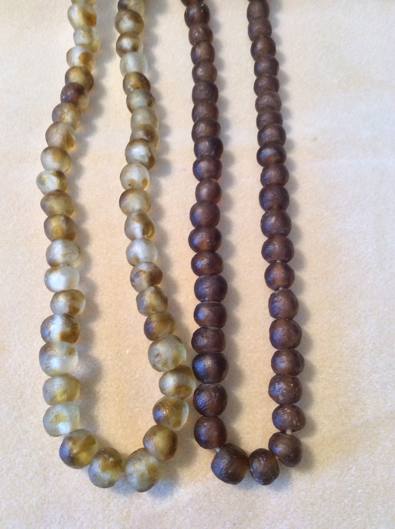 African Fair Trade Beads, Sea Glass Beads, 14mm, Made in Ghana, Green, Clear Aqua,Red,Burnt Orange,Lt Blue Swirl, Cobalt, Jewelry Supplies image 2