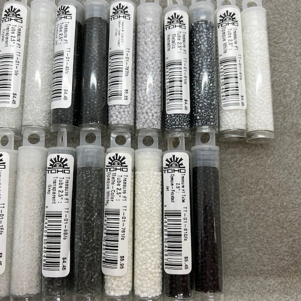 TOHO Treasure/Delica Size 11/0 Seed Beads, (9 grams),Jet, Opaque White Hematite,Gray,Frosted Jet,Crystal,Frosted Crystal,Jewelry Supplies