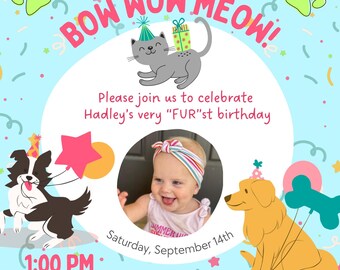 Cats and Dogs Birthday Invitation