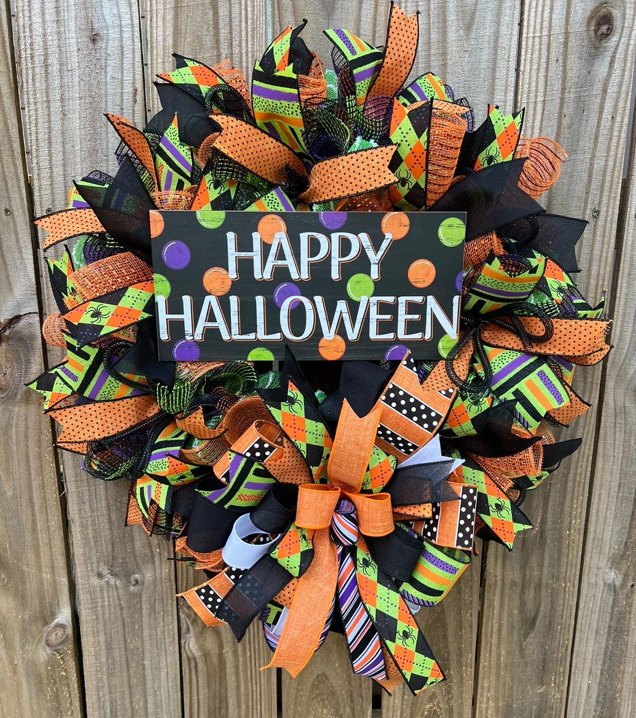Halloween Wreath for Front Door, Happy Halloween Deco Mesh Wreath, Halloween decor, Halloween Wreath