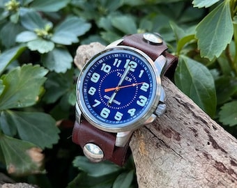 Timex-Leather Watch-Rugged Watch-Fossil-Leather Cuff-Big Watch-Custom Watch-Handmade Watch-Sundance-Rugged-Throwback-Bohemian-Fine Leather