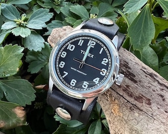 Timex-Leather Watch-Rugged Watch-Fossil-Leather Cuff-Big Watch-Custom Watch-Handmade Watch-Sundance-Rugged-Throwback-Bohemian-Fine Leather