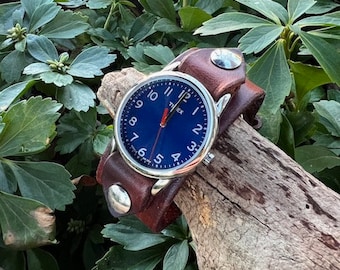 Timex-Leather Watch-Rugged Watch-Fossil-Leather Cuff-Big Watch-Custom Watch-Handmade Watch-Sundance-Rugged-Throwback-Bohemian-Fine Leather