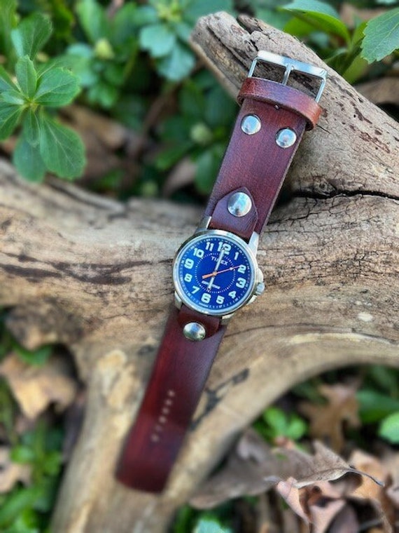 Fossil leather cuff watch sale