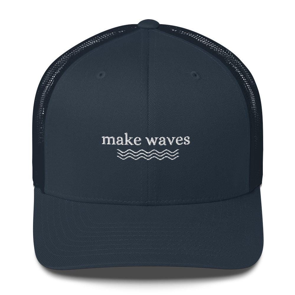 Make Waves Custom Hat Make Waves Trucker Hat in Navy – Shop Friday Feelin main image 2