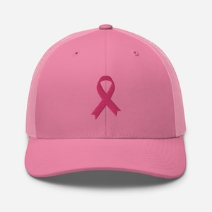 Embroidered breast cancer survivor trucker hat pink ribbon cancer awareness hat breast cancer gifts