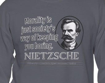 Sudadera con filosofía de Nietzsche: Humor existencialista provocador, poliéster/algodón