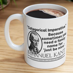 Immanuel Kant Gift Idea - Philosophical Ceramic Mug,  Coffee Cup Gift, Tea Mug, Office Desk Decor, Funny Philosophy Drinkware