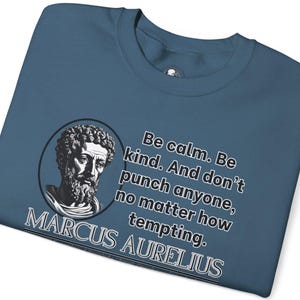 Sudadera con diseño de filosofía de Marco Aurelio: Estoicismo divertido, pensamiento romano antiguo, mezcla de poliéster y algodón.