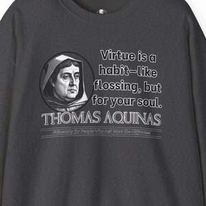 Sudadera de Tomás de Aquino: Humor filosófico católico, poliéster/algodón
