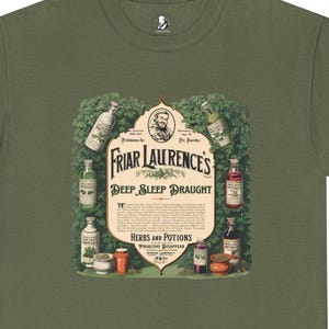 Camiseta "Poción para dormir de Fray Lorenzo": Diseño de Shakespeare, boticario y herbolario