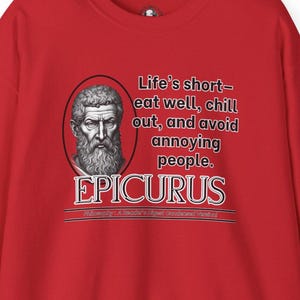 Sudadera parodia de filosofía griega: Epicuro, poliéster/algodón