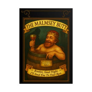 William Shakespeare Pubs- The Malmsey Butt - Funny Richard III Art Print - Vintage Satire