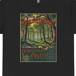 Koszulka z Makbetem – Birnam Wood Vintage Travel Poster Tee, prezent dla Teatru Szekspirowskiego