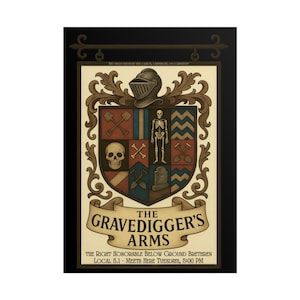 William Shakespeare, Hamlet Pub Sign Poster: The Gravediggers Arms - Public House Parody