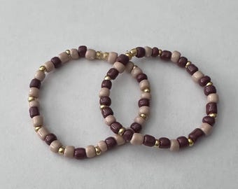 Handmade Beaded Duo Bracelets: Elegant Style, Gift Set