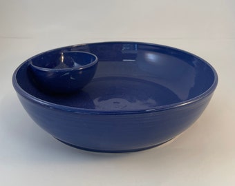 Chip and Dip Serving Bowl | Handmade Porcelain Pottery | Indigo Blue | Kitchen | Gift