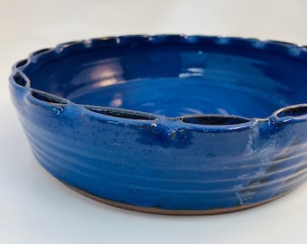 Large Serving Bowl - Baking Casserole - Handmade Stoneware Pottery - Indigo Blue