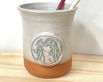 Tall Cup | Tumbler | Mug | Goddess Collaboration with Artist Lia de Lyon | Handmade Stoneware Pottery