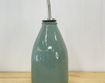 Oil Jar | Vinegar | Bottle | Handmade Stoneware Pottery | Robin's Egg Blue