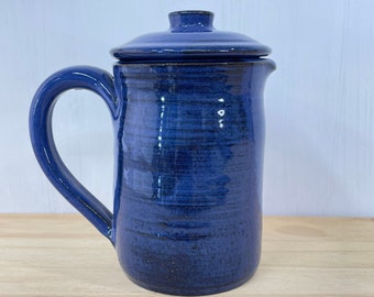 Lidded Creamer | Milk Pitcher | Handmade Stoneware Pottery | Indigo Blue