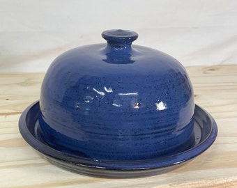 Cheese Platter | Cheese Bell | Serving | Handmade Stoneware Pottery | Indigo Blue