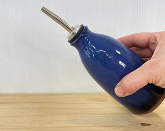 Oil Jar | Vinegar | Cooking | Bottle | Handmade Stoneware Pottery | Indigo Blue