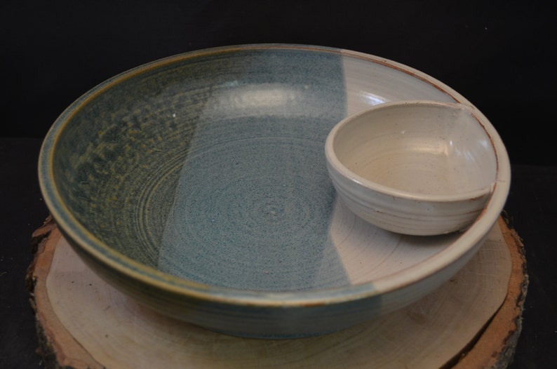 Handmade Ceramic Chip and Dip Serving Bowl Antique Blue and Etsy