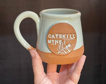 Catskills Mountains Mug | NY | Rustic | Handmade Stoneware Pottery | Ivory | Raw
