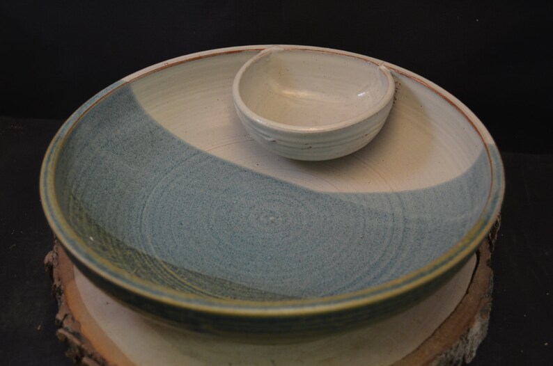 Handmade Ceramic Chip and Dip Serving Bowl Antique Blue and Etsy