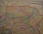 Map 1897 LARGE State Map Pennsylvania - Vintage Antique Map Great for Framing 100 Years Old Map Pennsylvania