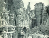 1940s Vintage Photograph - Cathedral Gorge - Wonderful 40s Vintage Book Art Photograph Great Vintage Print for Cottage or Cabin Architecture