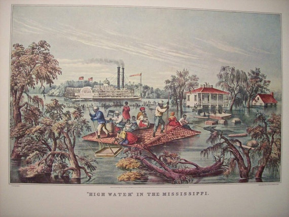 Fine Art Print The Mississippi in Time of Peace Currier /& Ives Reproduction