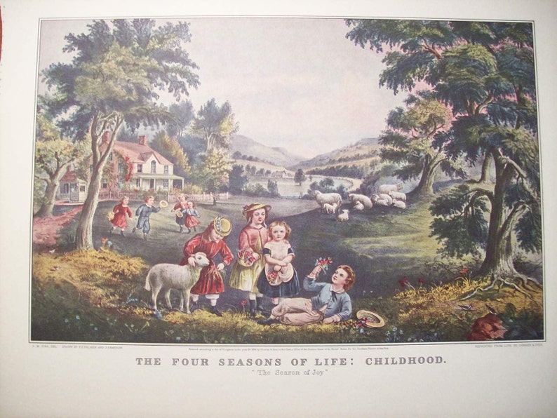 ART PRINT First Bird of the Season Currier and Ives