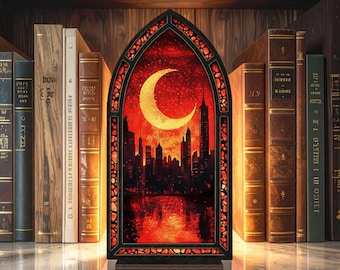 Lunathion Light It Up Crescent City Book Nook, Crescent City Book Nook, dekoracja półki na książki, prezent dla miłośników książek, prezent dla miłośników książek