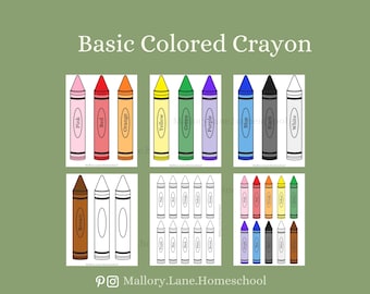 Crayón de colores básicos / Imprimible / Aula / Educación en casa
