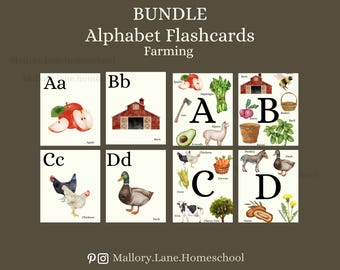 PAQUETE - Tarjetas didácticas del alfabeto / Agricultura / Educación preescolar en el hogar