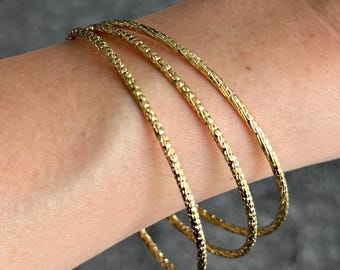 Set Of 3 Stainless Steel Gold Bangles - Gold Bangle Bracelets For Women - Minimalist Stackable Jewelry Gift - Everyday Style - Birthday Gift