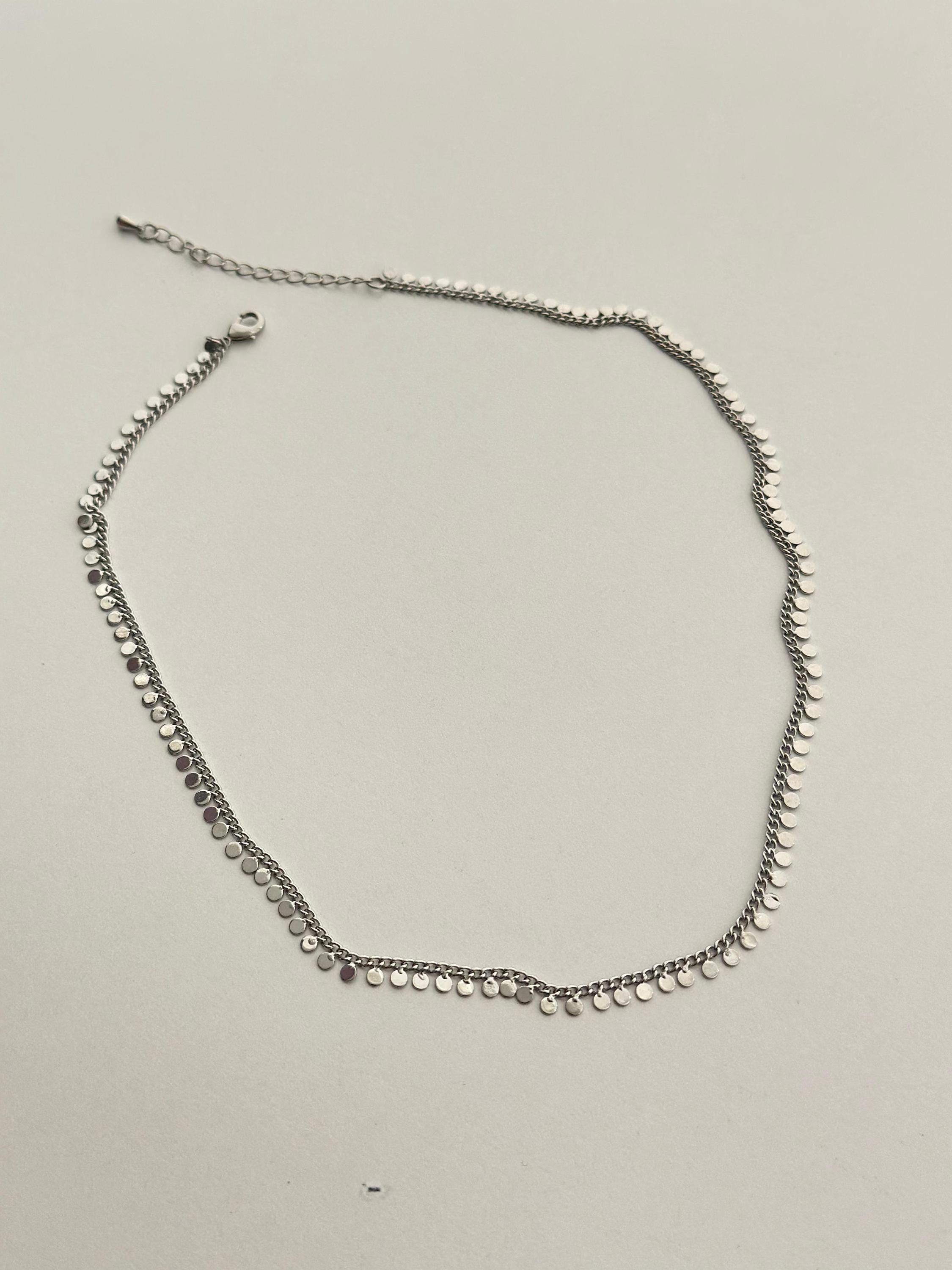Plättchen Halskette Aus 925 Sterling Silber – Minimalistischer Choker Für Damen Und Mädchen, In Geschenkbox